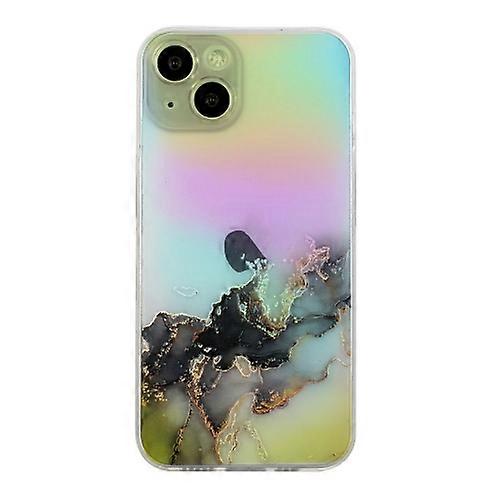 For iPhone 15 Laser Marble Pattern Clear TPU Shockproof Mobile Phone Case