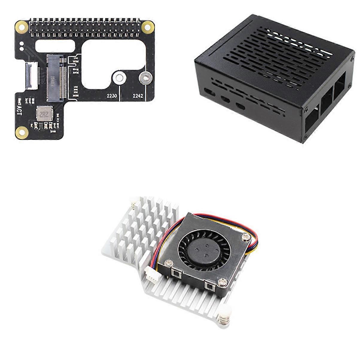 X1000 SSD Expansion Board+Metal Case+Blower for 5 PCIE to M.2 NVMe 2242-2230 PCIe Peripheral Board
