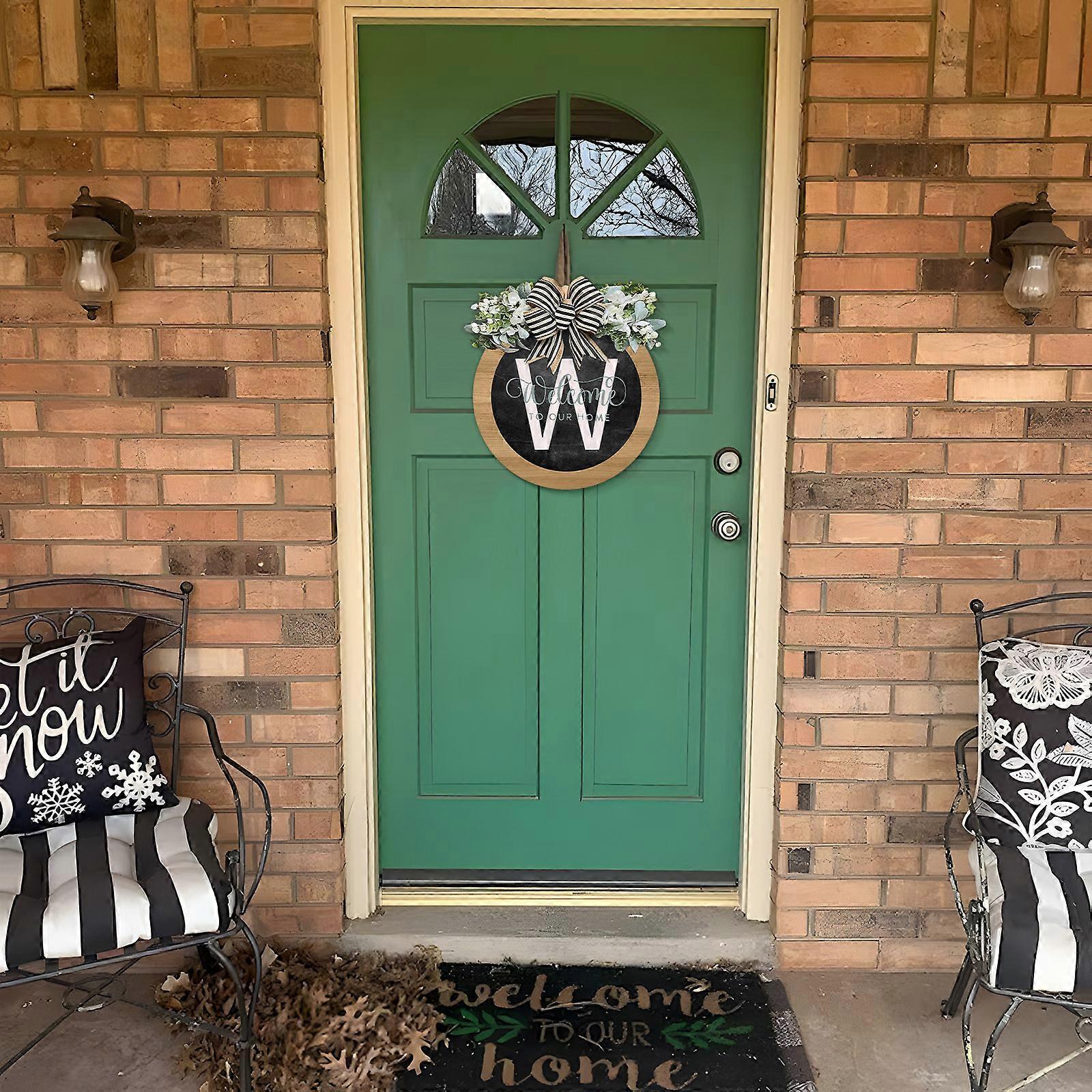 Last Name Year Round Front Door Wreath Decorative Hanging Plaques In Front Of The Door Flye1837