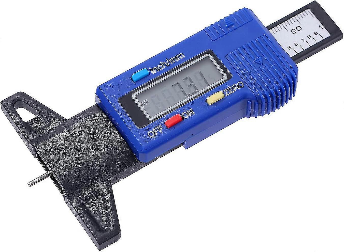 Carbon Fiber Electronic Digital Wheel Tyre Depth Measuring Gauge(1pc, Blue)