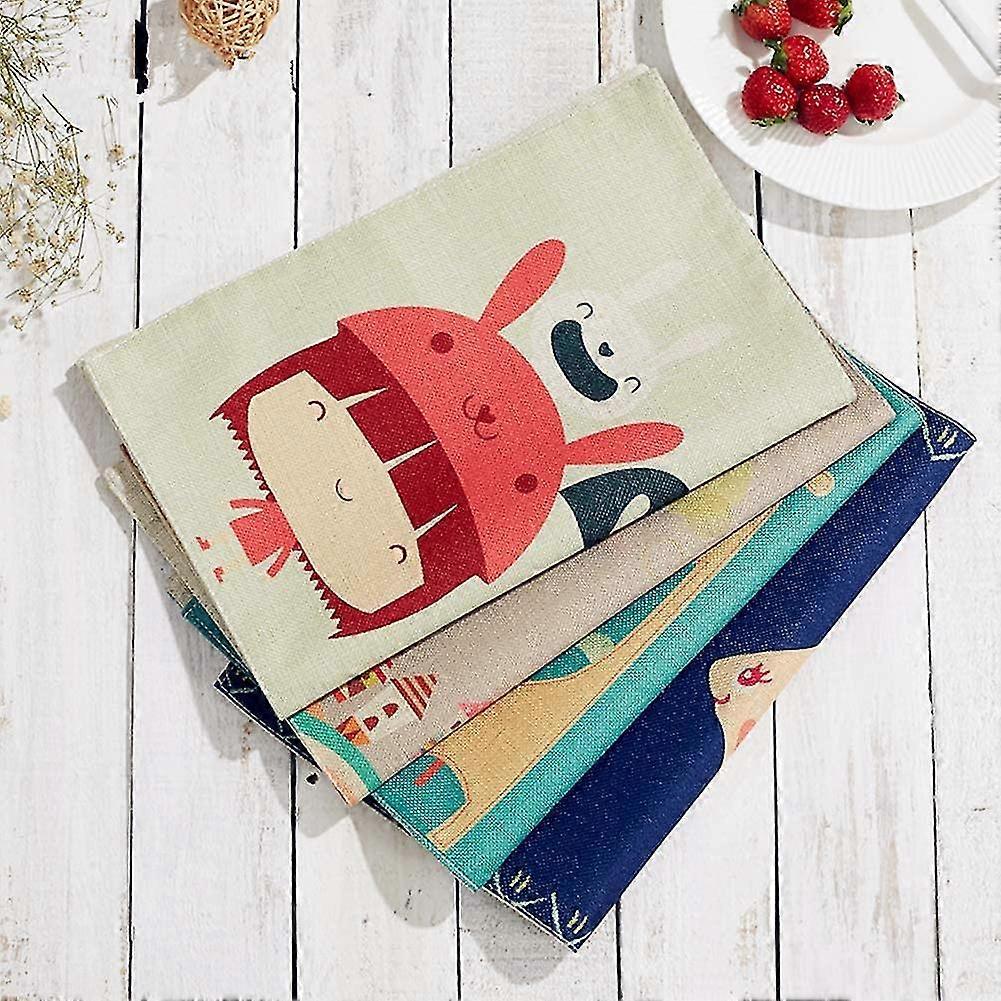4pcs Sets de table lavables en coton, sets de table avec tapis de table de poche
