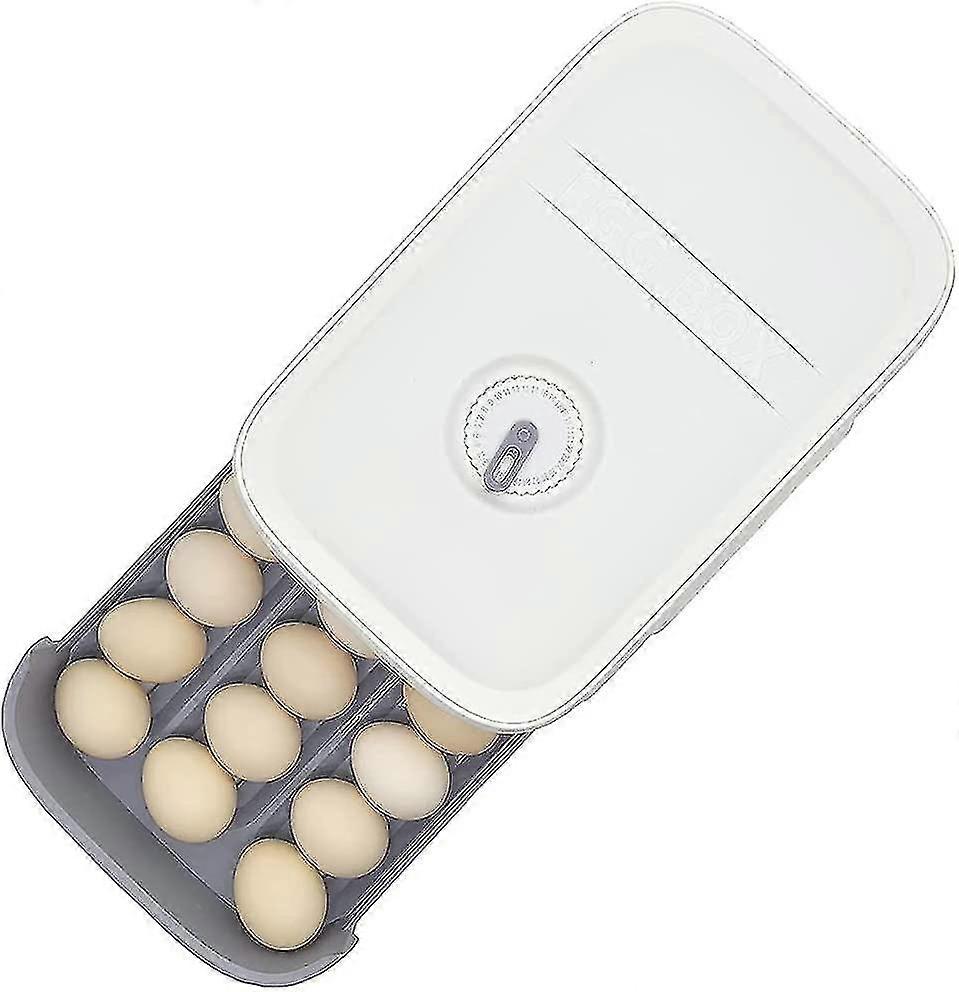 Egg Holder Organizer Refrigerator Kitchen Egg Keeper Sorting Storage Box Egg Drawer Fridge Egg Tray With Handle Stackable Egg Bin Cabinet For Freezer