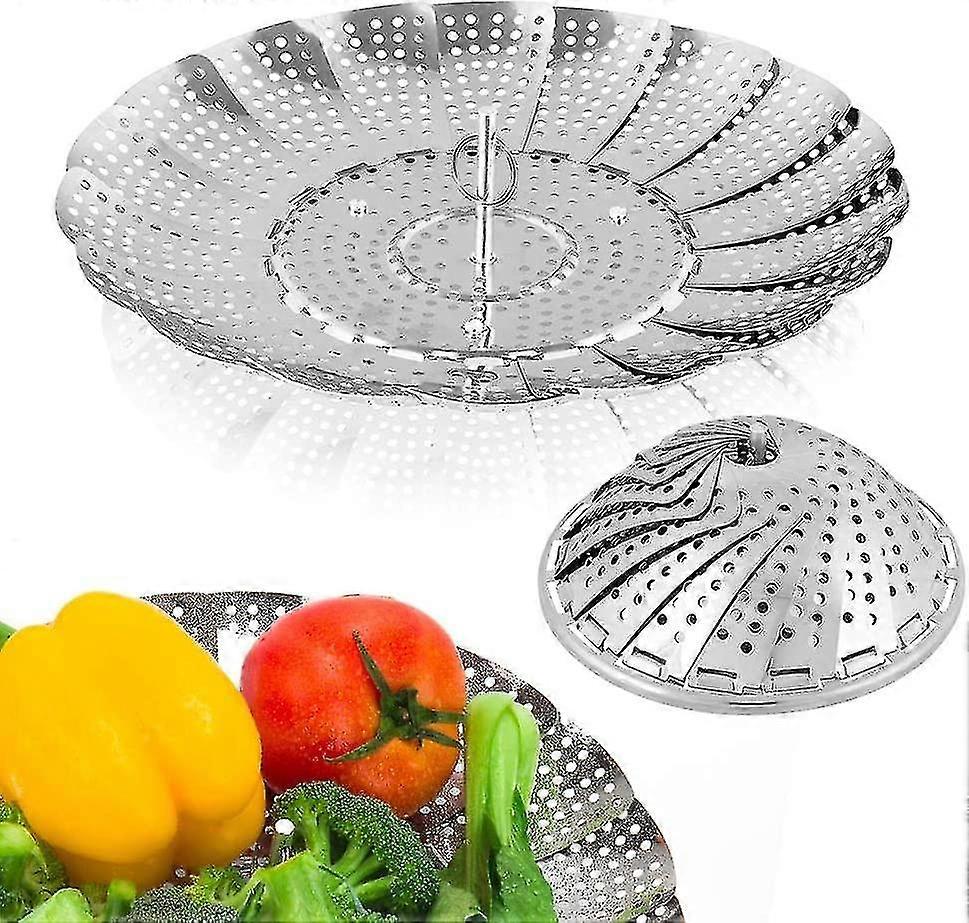 Vegetable Steamer Basket, Premium Stainless Steel Veggie Steamer Basket - Folding Expandable Steamers To Fits Various Size Pot (medium (6.1" To 10.5")