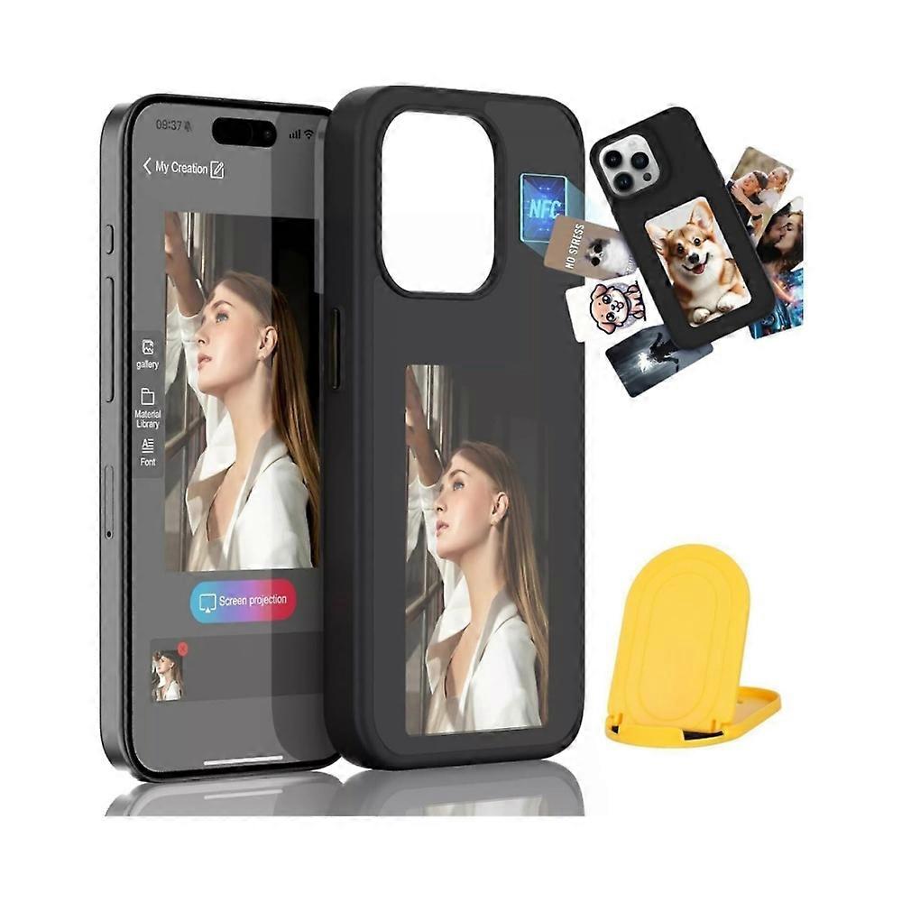 Smart NFC Eink Screen Mobile Phone Cover DIY For iphone 13 14 15 Pro Max Case