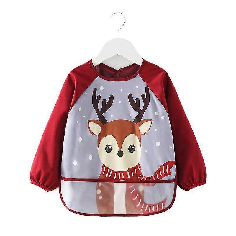 Children's apron, baby full cover bib, red