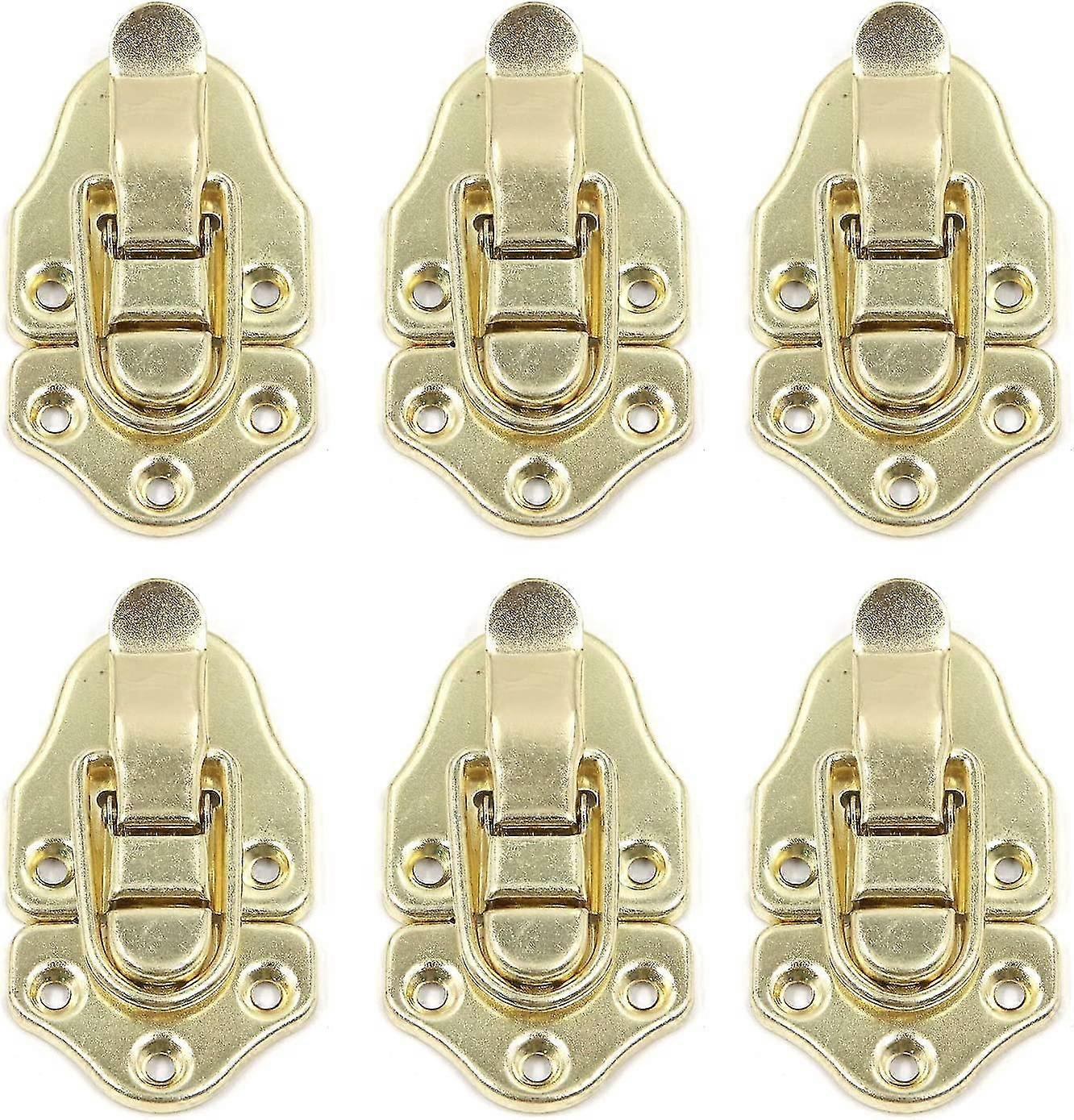 6-pack Metal Duckbill Box Hasp Lock Hasp Lock Box Luggage Buckle Hasp, Gold