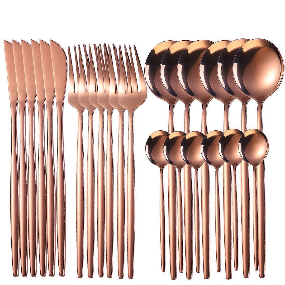 24pcs Rose Gold Dinnerware Set Stainless Steel