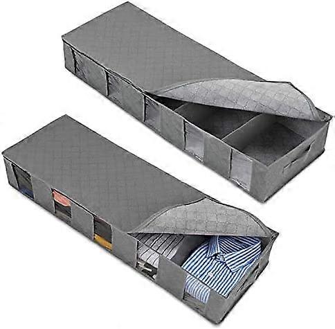 2Pcs Foldable Underbed Storage Box, With Lid And Zip