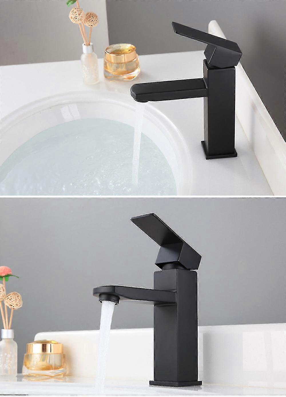 Black Paint Faucet Hot And Cold Water Faucet Square Single Hole ...