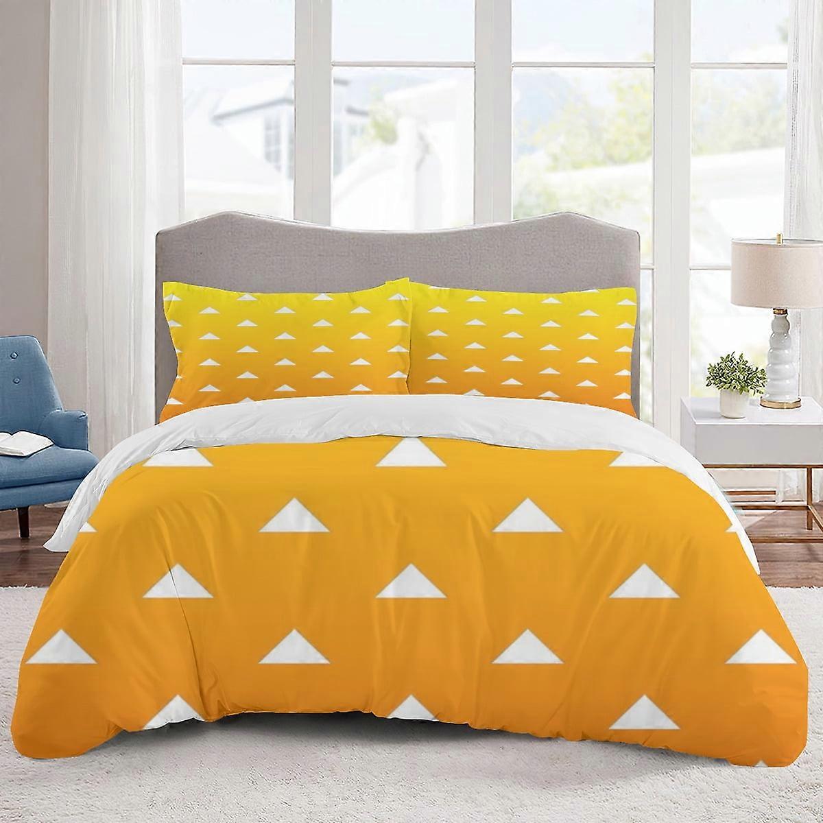 v1836 Lakan Sängkläder Demon Slayer Sängkläder Tecknad Påslakan Lätta 3-delade Bet Sets för barn Pojkar Flickor (1 påslakan och 2 kuddar