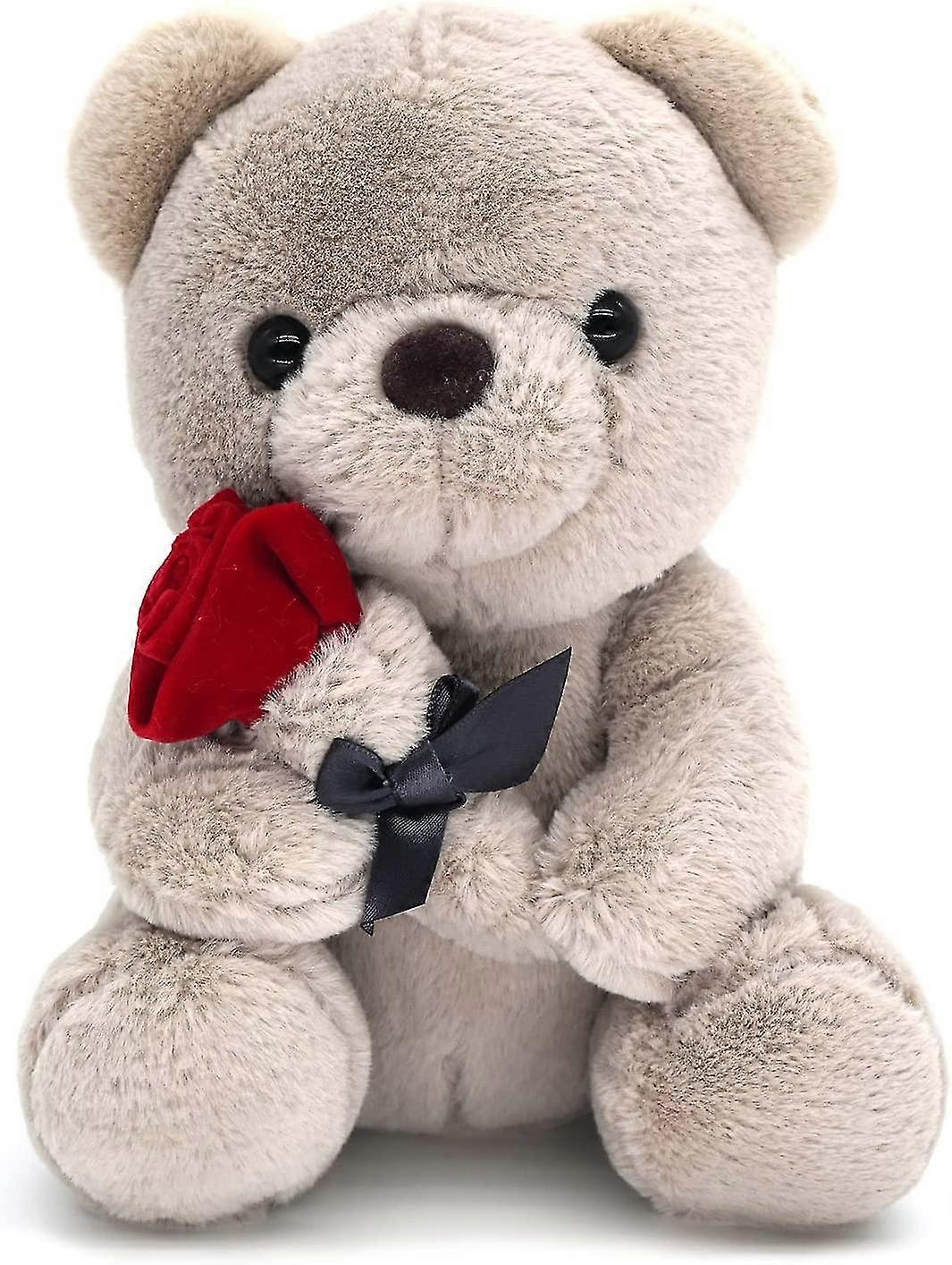 9.8 '' تيدي بير مع روز ، دمية دب أفخم ناعمة محشوة ألعاب الحيوانات هدايا ديكور عيد الحب لها / صديقة عاشق أمي