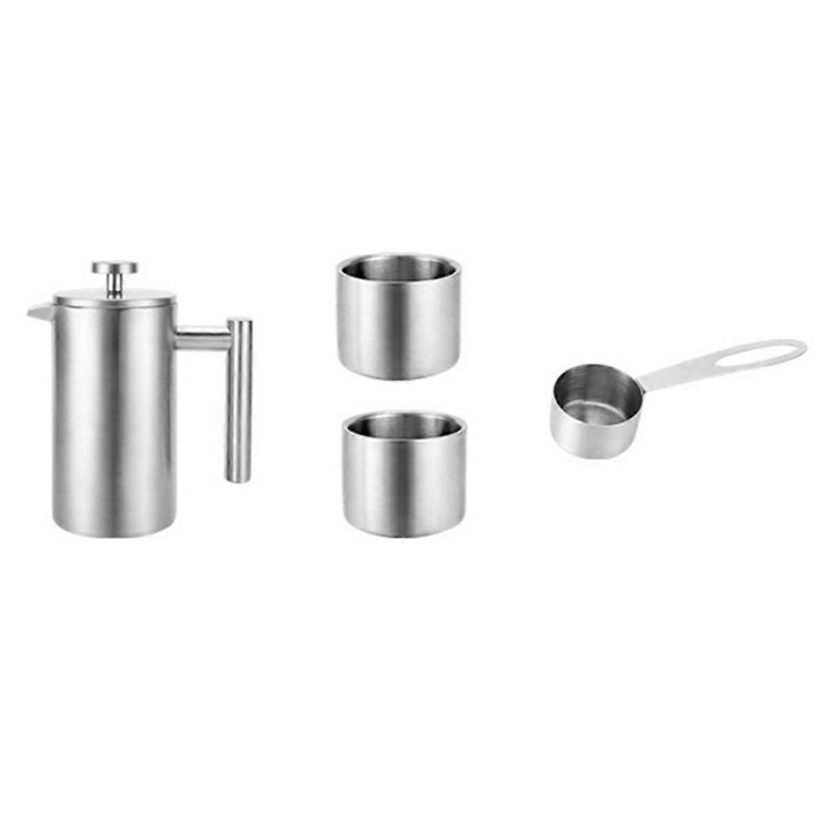 French Press Coffee Maker Double Wall Heat Resistant Coffee Pot Stainless Steel Insulated Coffee Pr