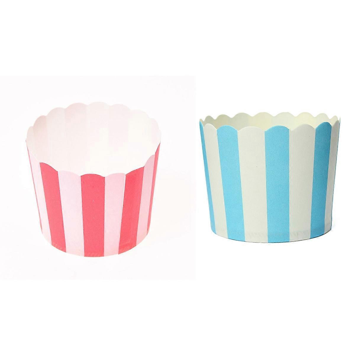 100pcs Cupcake Wrapper Paper Cake Case Baking Cups Liner Muffin Kitchen Baking - 50 pcs Red Stripes