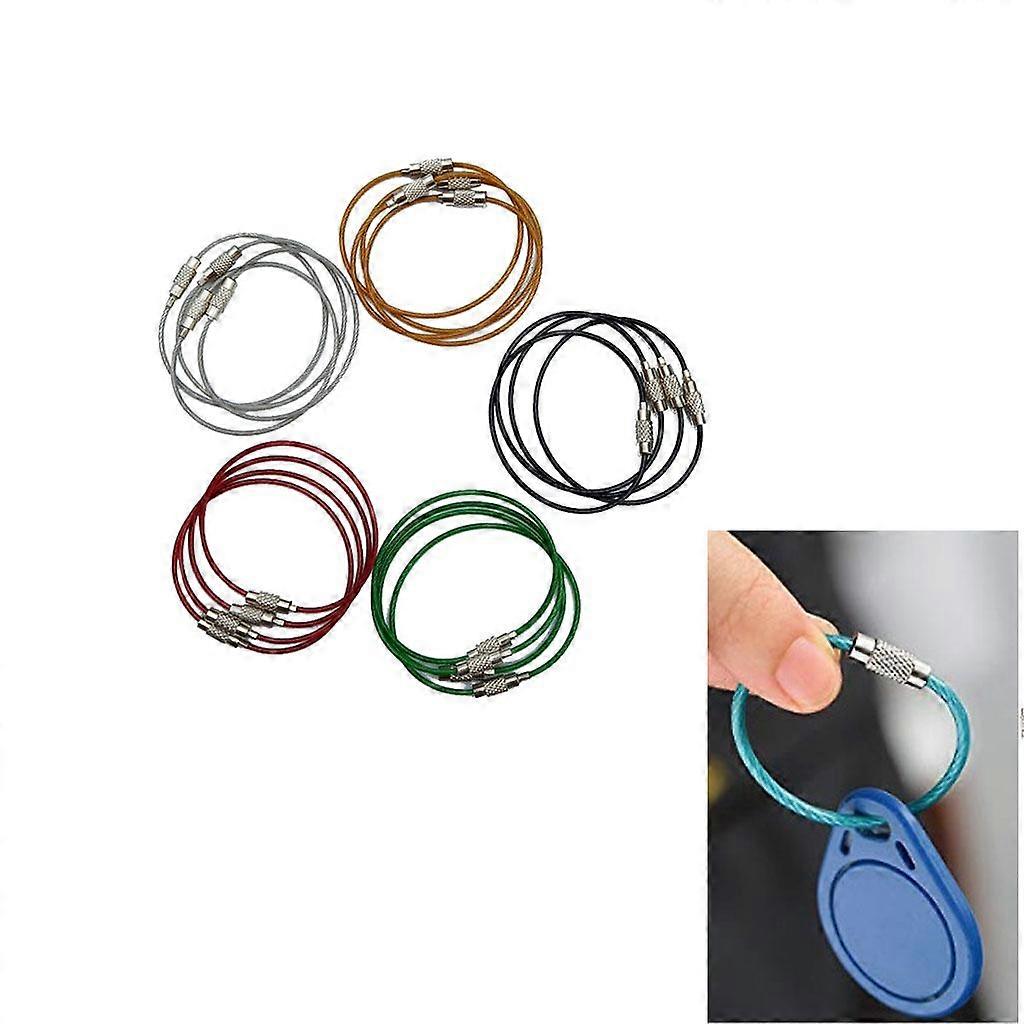 20x Stainless Steel Wire Key Rings Cable Loops 5cm Loop DURABL Reusable