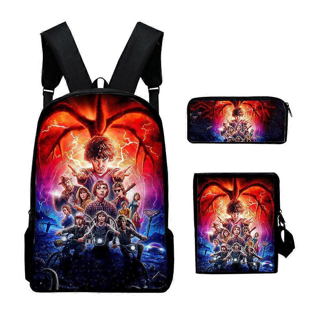 Stranger Things Hellfire Club School Bag Anime Notebook Laptop Backpack School Bag Messenger Bag Set da 3 pezzi ST04
