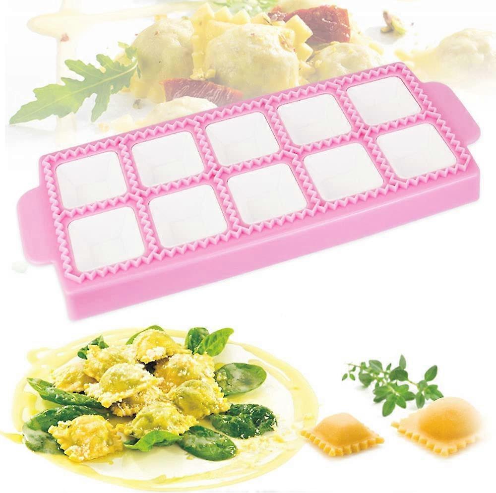 Square Ravioli Molds Ravioli Plate Mold Plastic Pasta Maker Professional Dumpling Pie Ravioli Pink Mold for Making Dumplings, Baking, DIY, Home,(26.8*