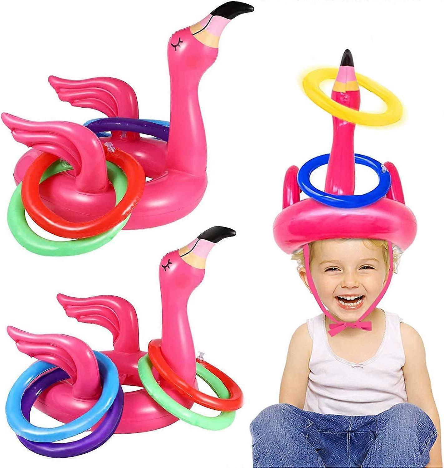 3 PCS Flamingo Inflatable Ring Toss Game - Pool Party Toys Supplies