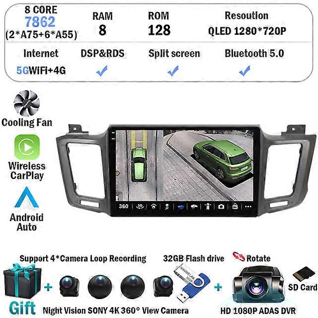 10.1" Android 12 DSP 4G Car Radio Multimidia Video Player Navigation GPS For Toyota RAV4 4 XA40 5 XA50 2012-2018 Head Unit QLED