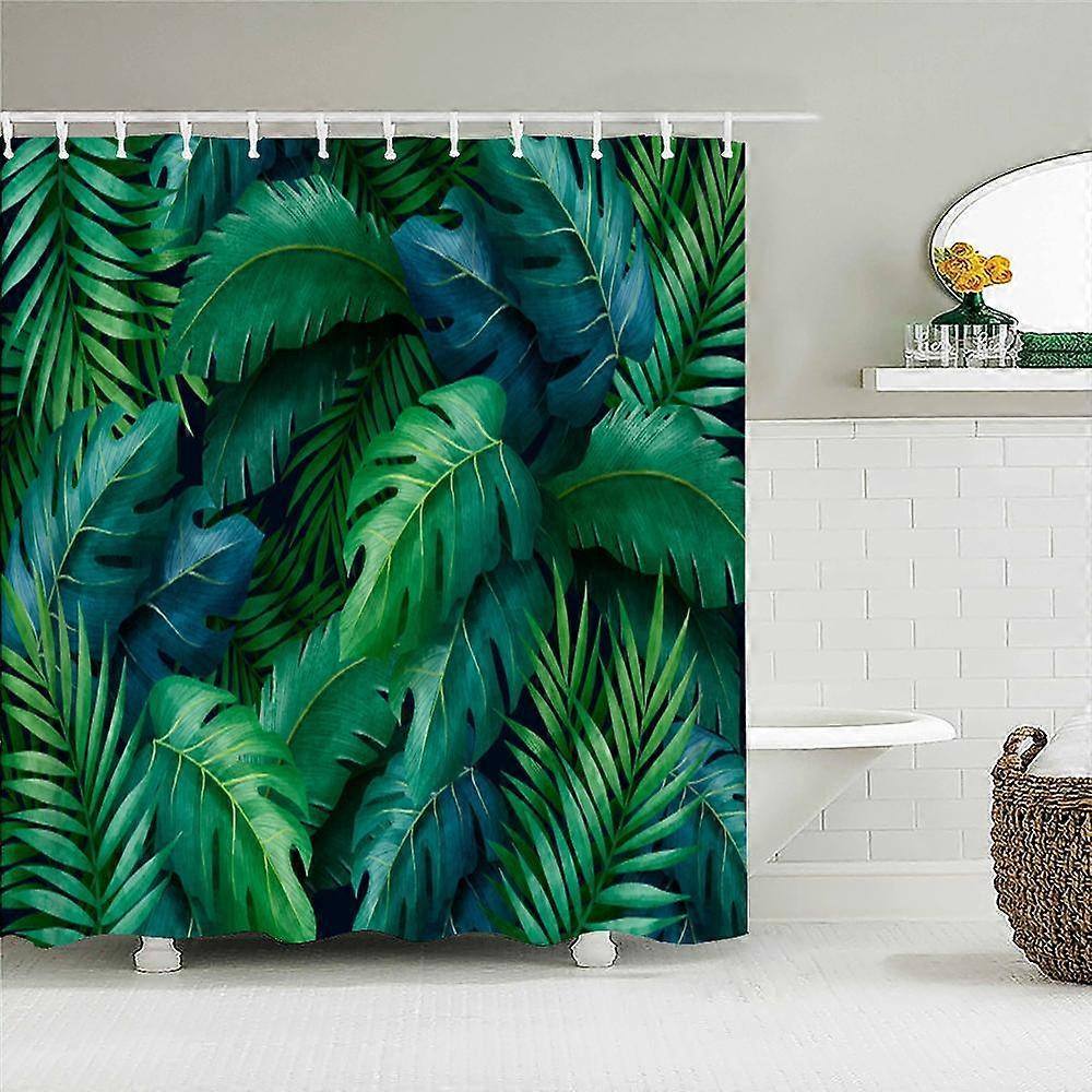 シャワーカーテンバスルーム家の装飾葉模様シャワーカーテン防水植物花葉模様装飾シャワーカーテン-1266 / 2025新しいスタイル