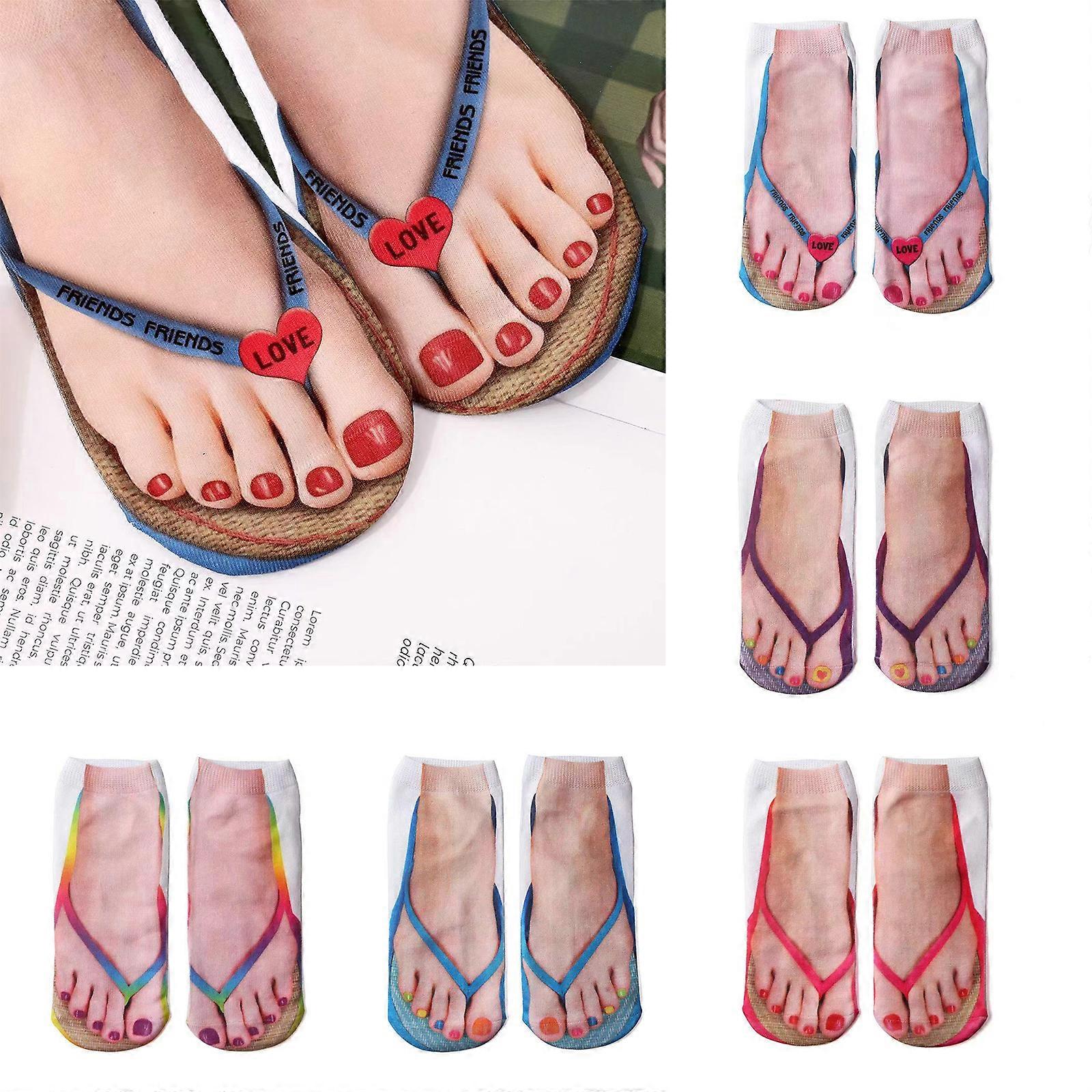Manicure print socks flip flop print socks 3D pattern socks funny hidden Socks