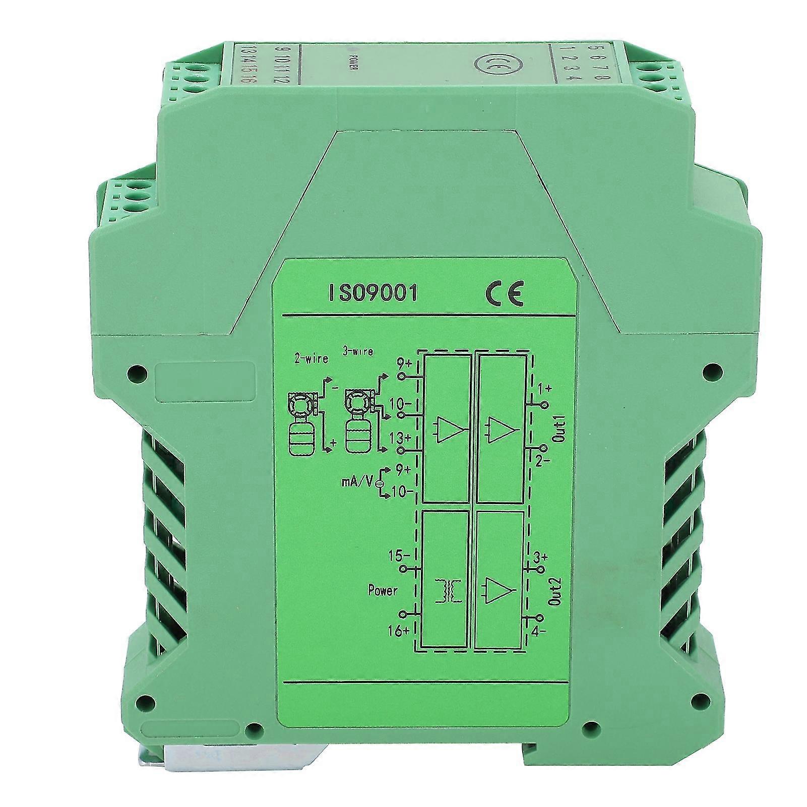 DC Signal Isolator Voltage Current Transmitter DIN Rail Mount 1-in 2-out 0-5V to 0-10V