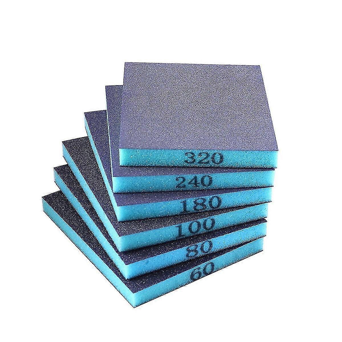6pcs Sanding Sponge, 6080100180240320 Grit, Double Sided Sanding Block, Wet And Dry Dual Use F