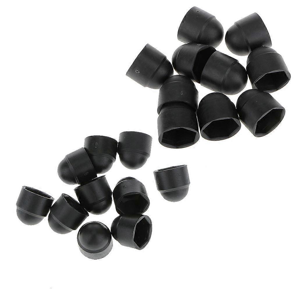 M12 (18x23mm)+M10 (17x19.5mm) μαύρο θολωτό πλαστικό παξιμάδι/μπουλόνι κάλυμμα καλύμματα 18mm/17mm κλειδιά - πακέτο 20