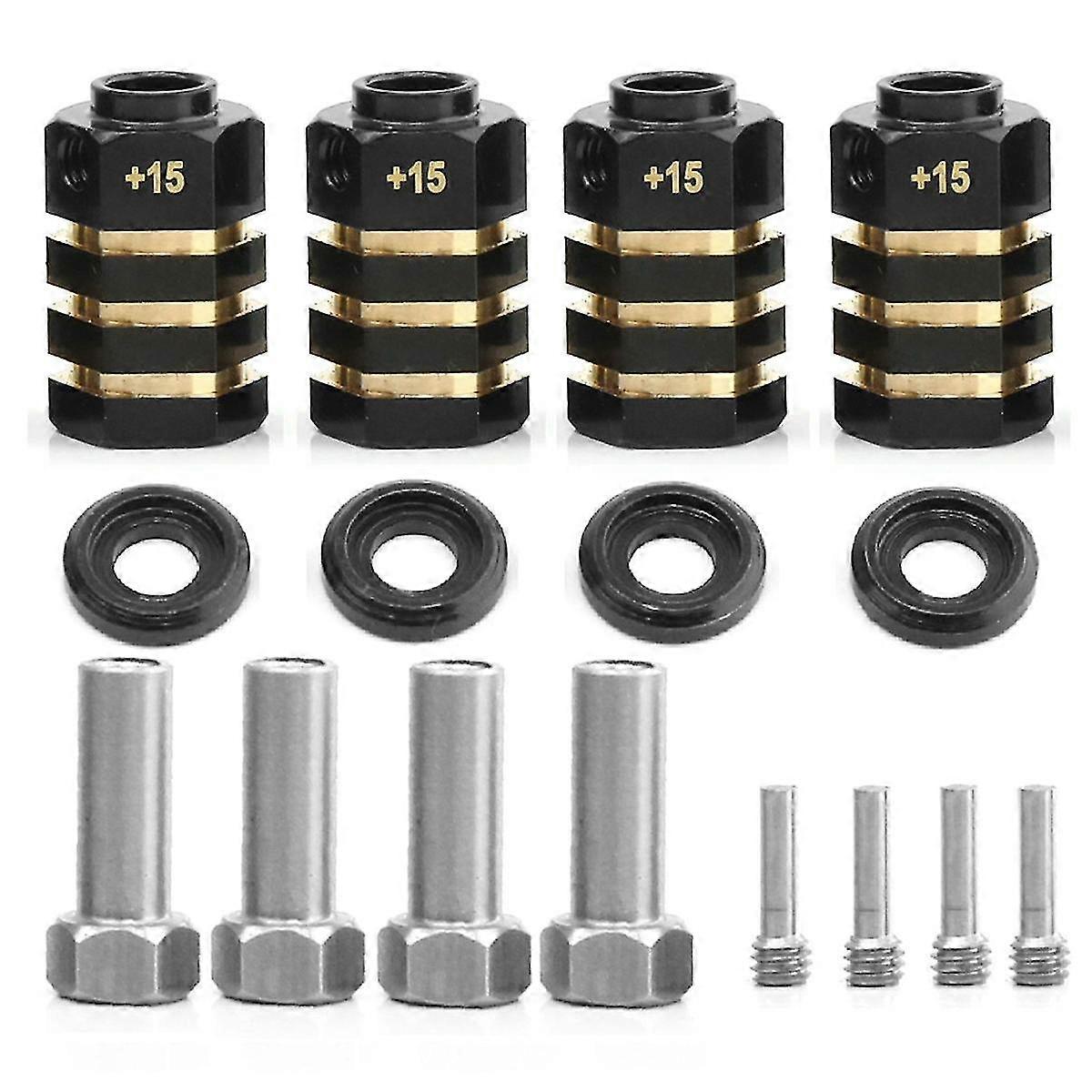 Entretoises en laiton RC, rallonges de moyeu hexagonal pour roues TRX4 et TRX6, adaptateur d'extension hexagonal (+ 15 mm d'épaisseur)