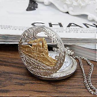 Attraente Orologio da tasca per locomotiva vintage Mini collana Orologio da tasca Treno a vapore Orologio da tasca per locomotiva per Club