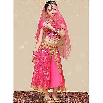 Générique Déguisement Enfant Costume de Danse du Ventre pour Enfants Robe Danse Orientale Enfant Dance Indienne Robe Haut Jupe Orientale Costume