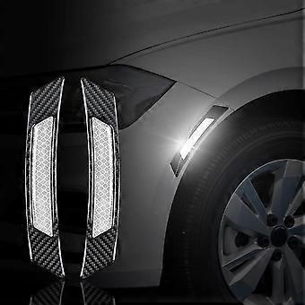 Universal 2PCS Carbon Fiber Car Fender Wheel Eyebrow Door Stickers Decal Protection Car Side Sticker Reflective Safety Decoration (White) Banmo