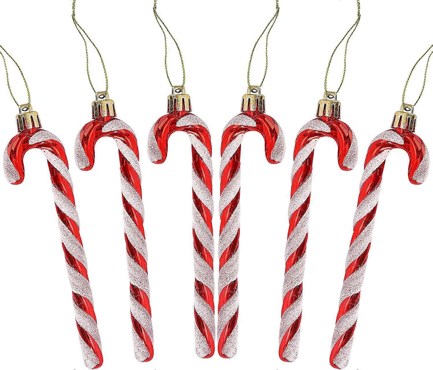 6 Pcs Christmas Candy Cane Christmas Tree Hanging Ornament Candy Cane Crutch Pendant for Christmas Tree Decorations
