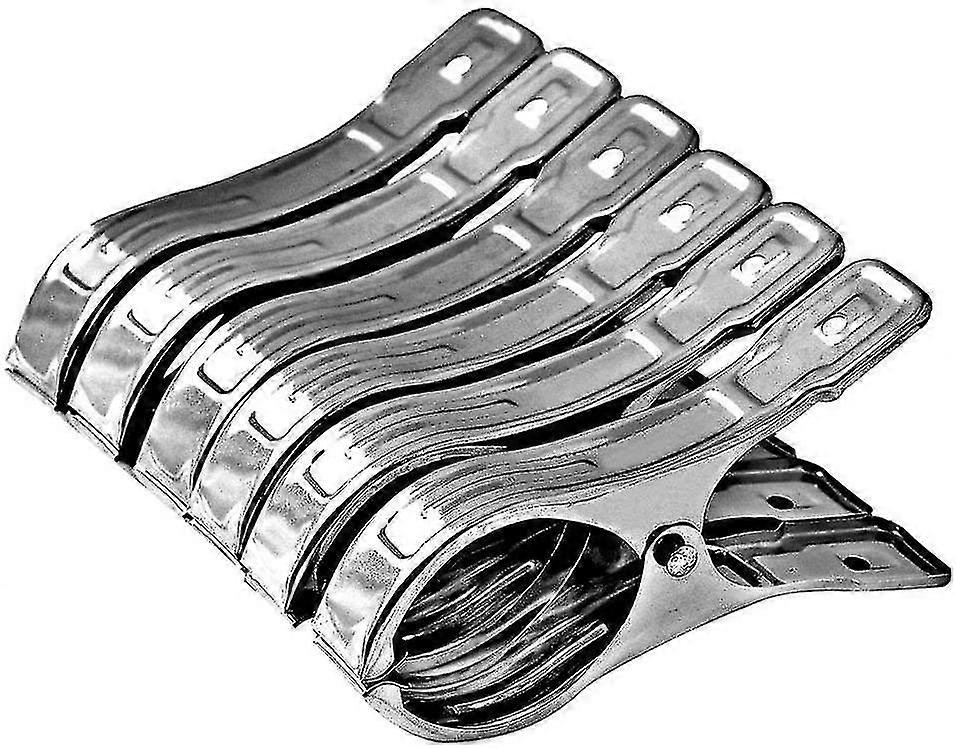 6 stk store rustfritt stål klesklytter, sklisikker holdbar frontrute