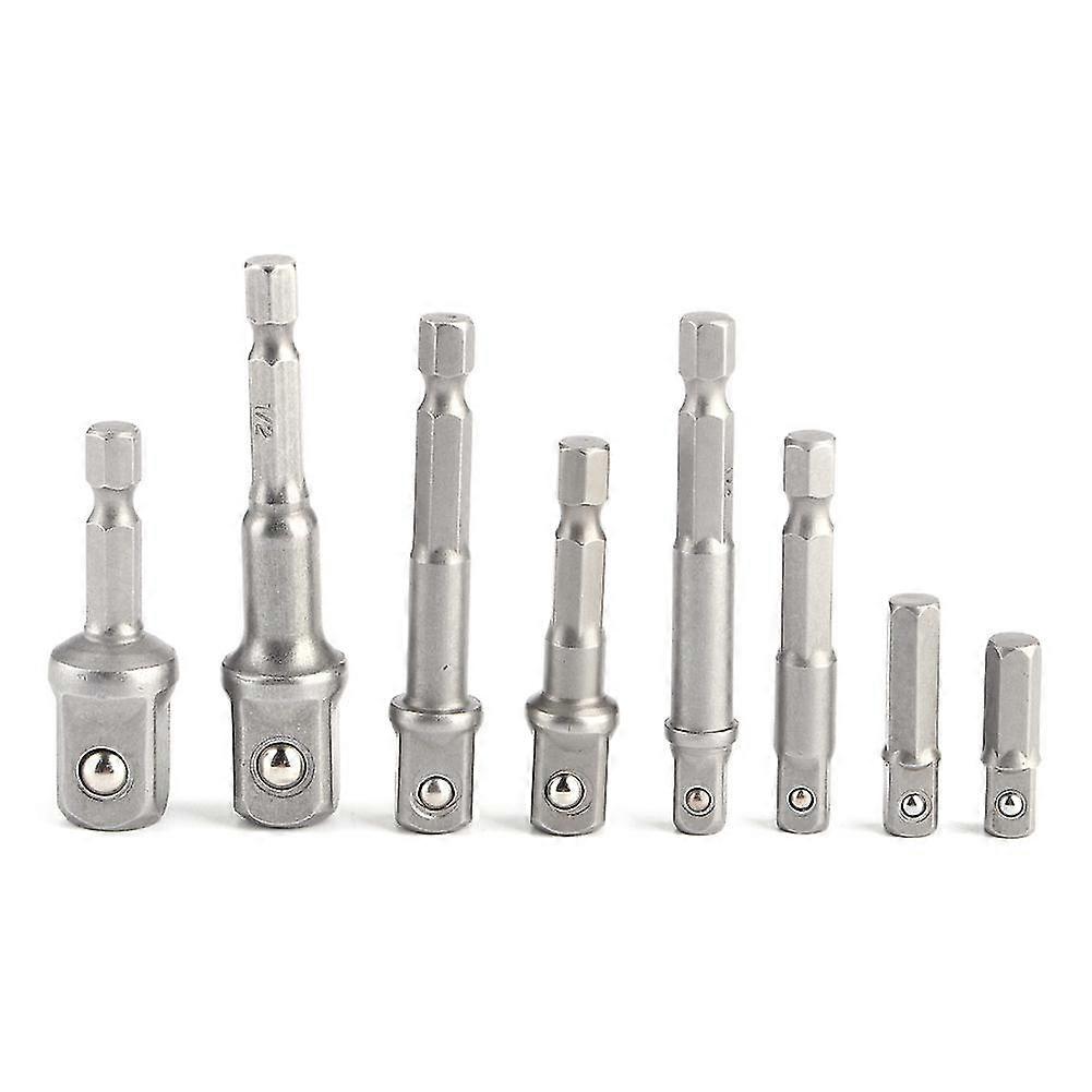 8Pcs Socket Adapter Set Driver Hex Shank Impact Drill Bits Extension Bar 1/4in 3/8in 1/2in