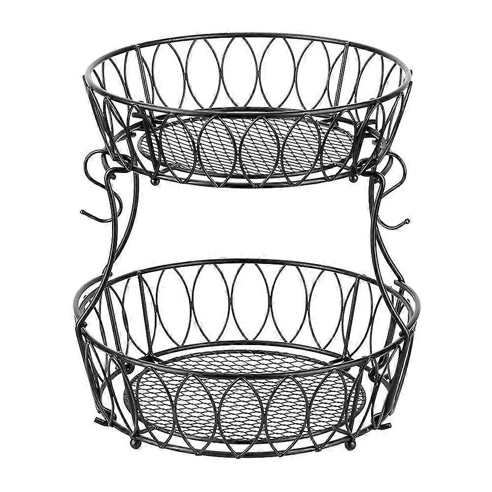 2 Layer Fruit Basket Removable Screw-Free Metal Fruit Storage Rack