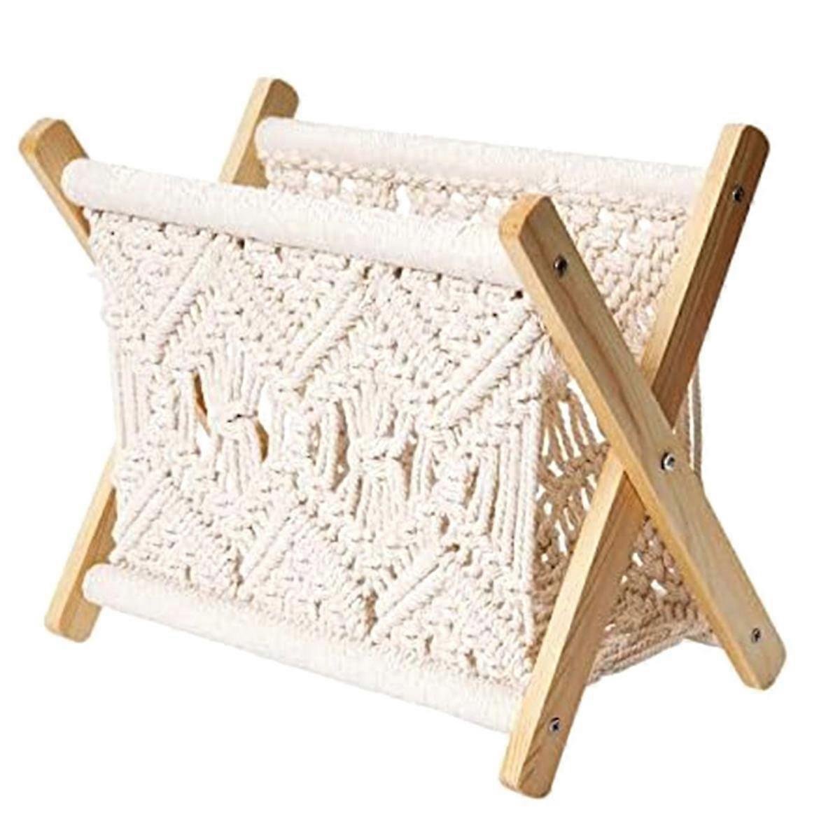 Boho Magazine Rack, Rope Woven Newspaper Rack, Magazine Baskets with Rope Fabric Design, Magazine H