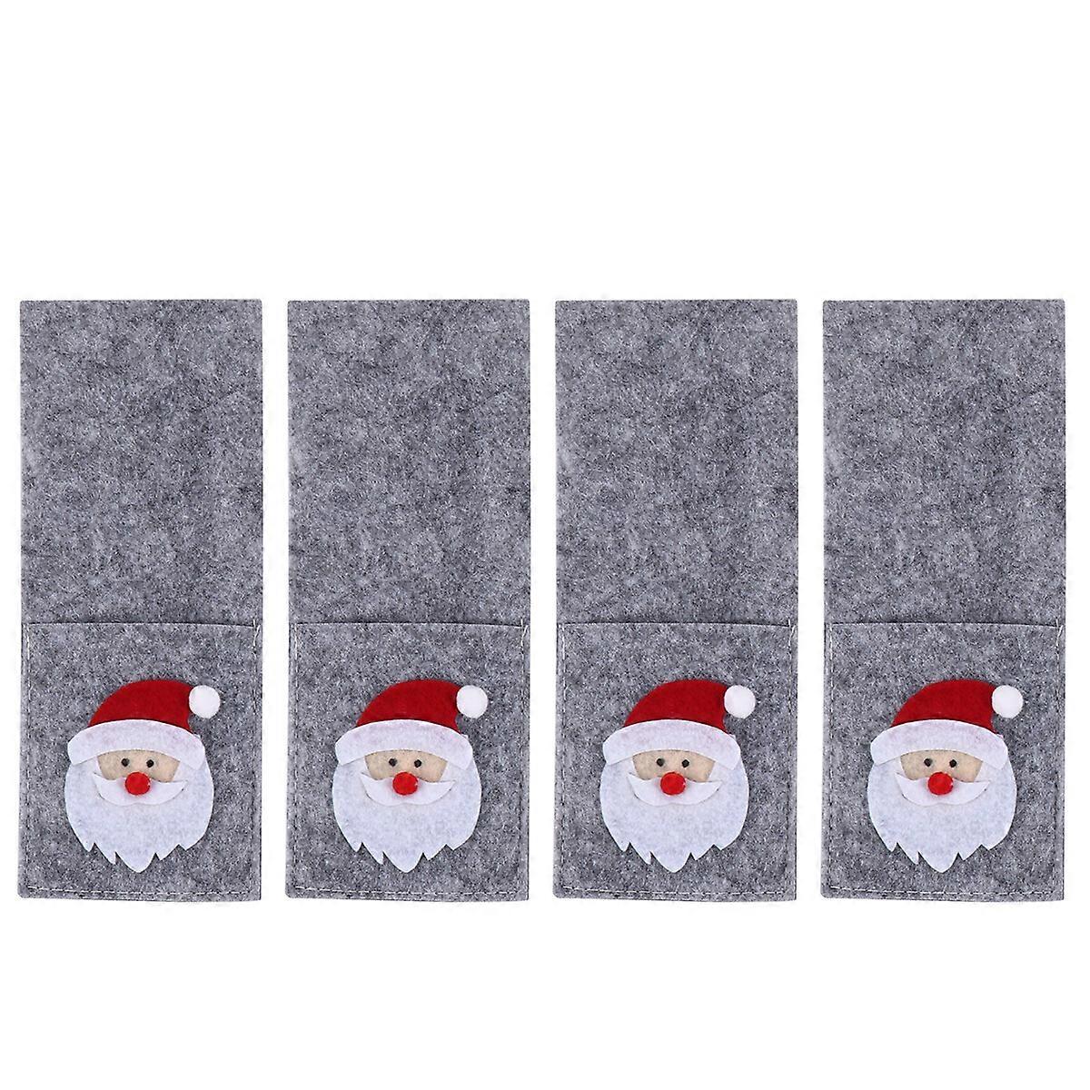 4Pcs Christmas Square Tableware Cover Dinner Tool Suit Adorable Table Ornament