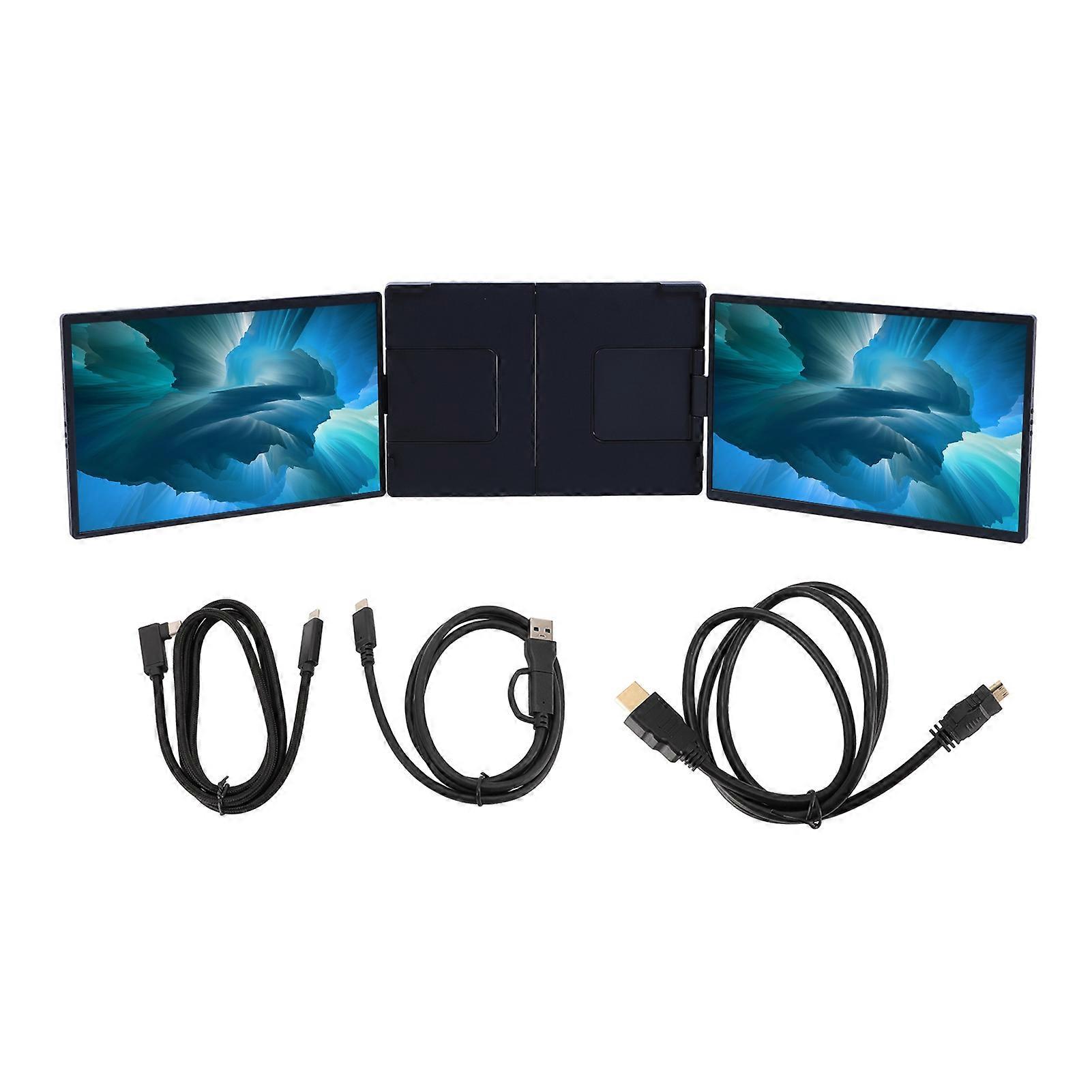 Laptop Screen Extender 14.1 Inch FHD 1200P IPS LCD Foldable Portable Triple Laptop Monitoring Display with Stand for Win 13 to 17.3 Inch Laptops