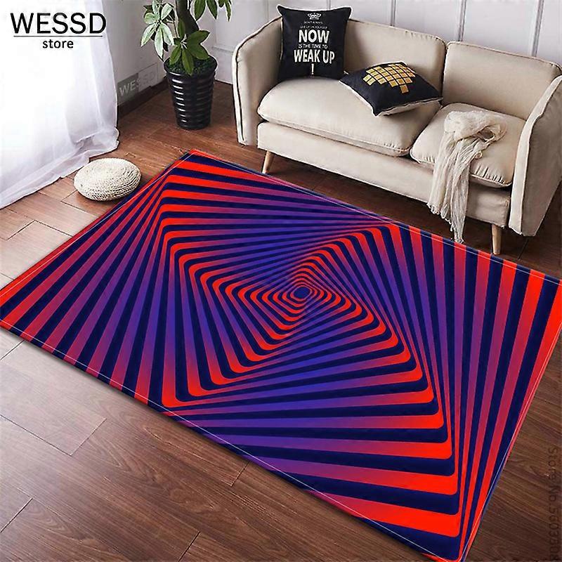 Colorful 3D Illusion Carpet Living Room Geometric Stripes Floor Mats Carpet For Children Memory Foam Rug Bathroom Custom Carpet