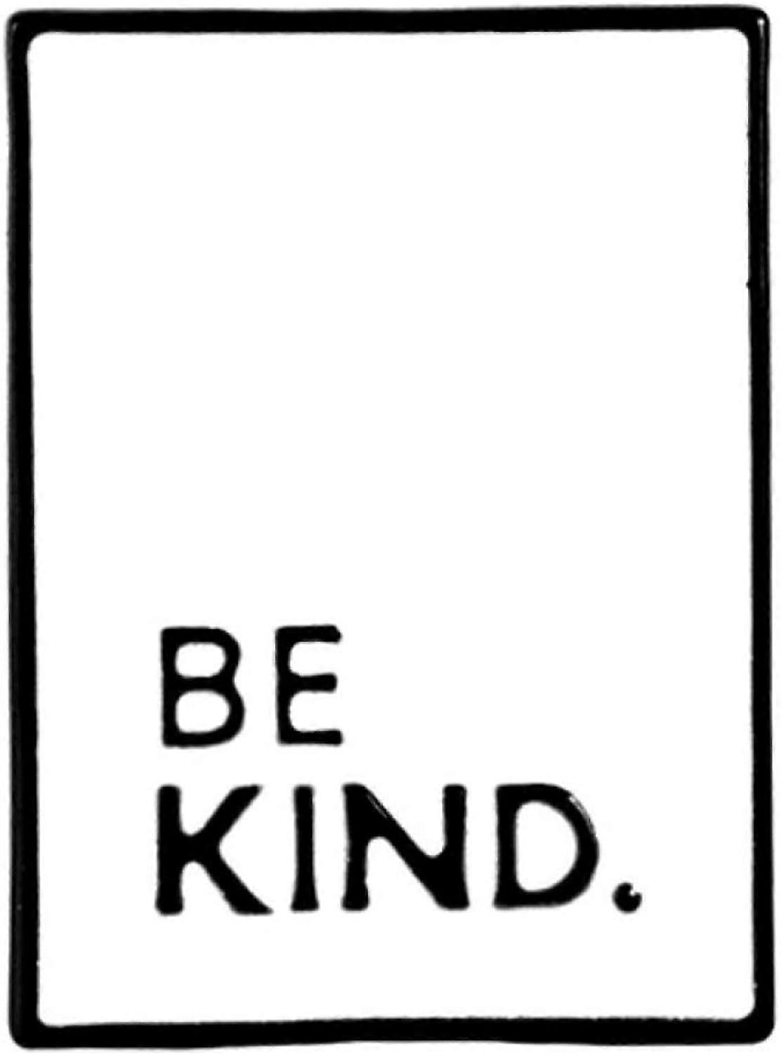 Brooch Pin, BE A Nice Human Unisex Square Enamel Text Box Brooch Pin Jacket Collar Badge for Women Girls Teens