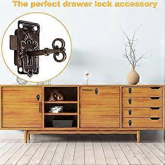 Kit De Serrure De Porte D'armoire Antique – Style Vintage, Touche Tactile, Fini Bronze Et Rouge