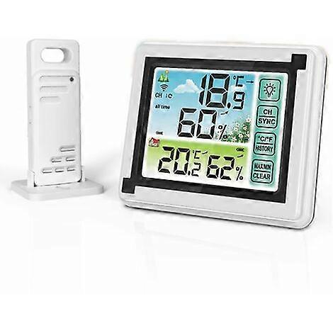Weather clock color screen indoor and outdoor wireless temperature and humidity meter large screen color display temperature and humidity monitor