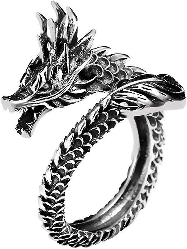 Vintage Silver Animal Open Ring, Justerbar groda, Orm, Drake, KattFingerring för kvinnor Män Tonårsflickor Pojkar Modefestsmycken