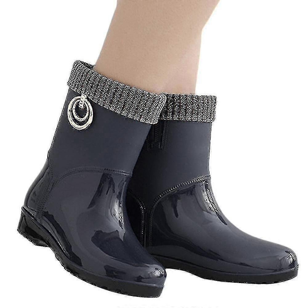 Kadınlar Sıcak Astarlı Wellington Kısa Wellies Yağmur Kar Botları Ayakkabı