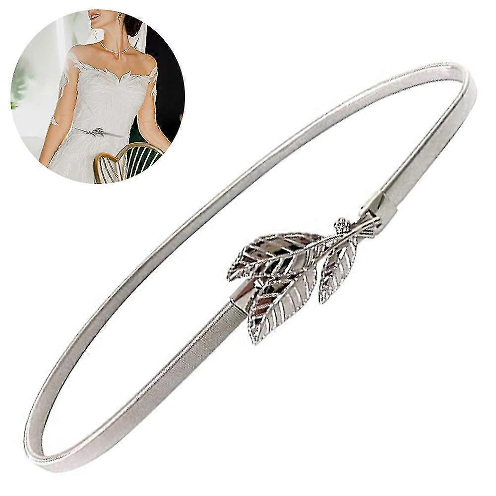 1 Pcs Ladies Decorated Simple Thin Belt, Metal Elastic Belt, All-match