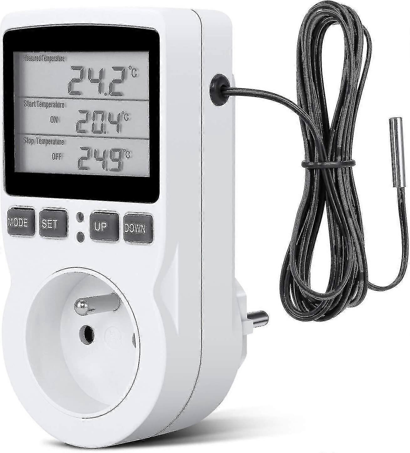 Digital Temperature Controller, Heating Cooling Thermostat Socket Lcd Temperature Controller, 250v (fr Socket)