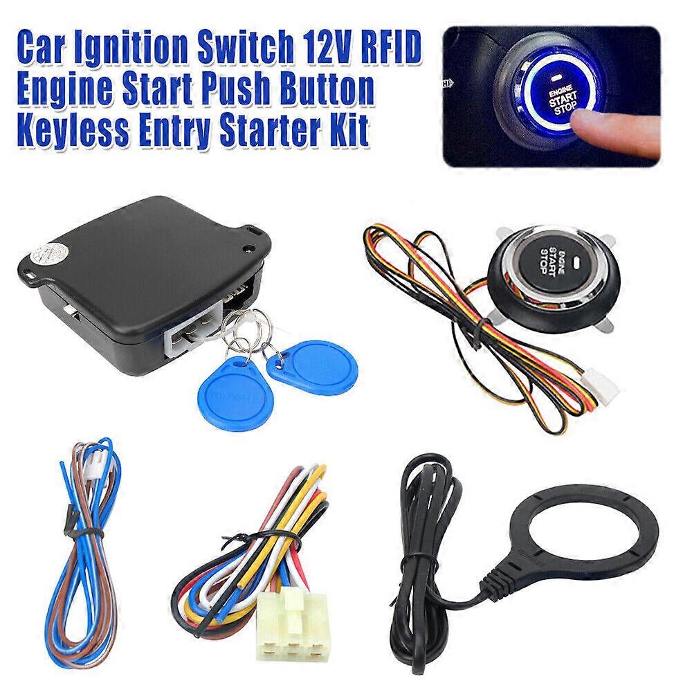 Car Ignition Switch 12V RFID Engine Start Push Button Keyless Entry Starter Kit~
