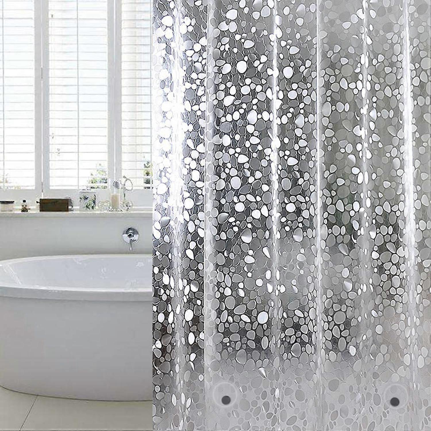 Shower curtain anti-mold 3D stone pattern[183x200cm]
