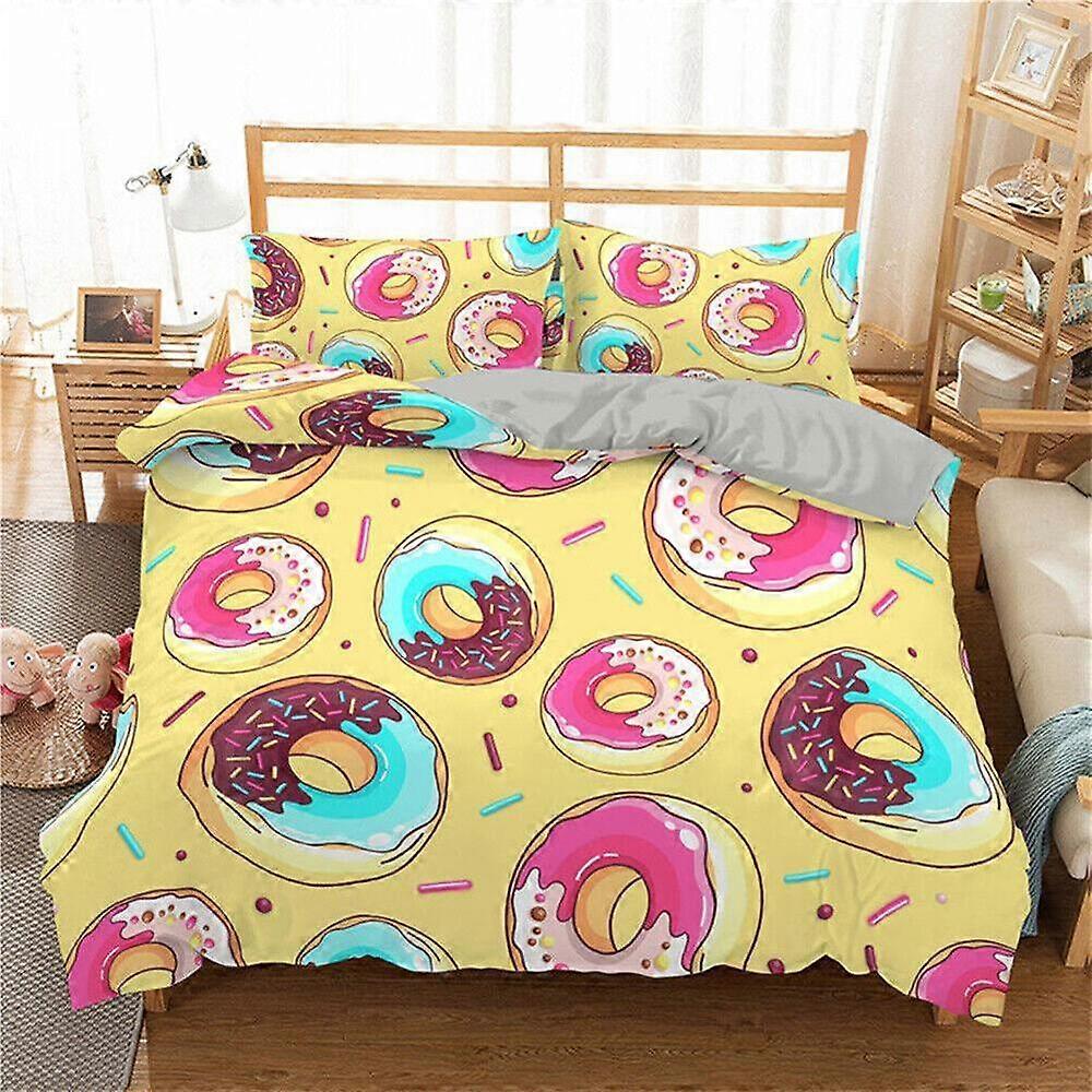 v726 Lençóis Sobremesas Doce Donut Capa de Edredão Conjunto Super Kids Cama Crianças Lençóis IU726