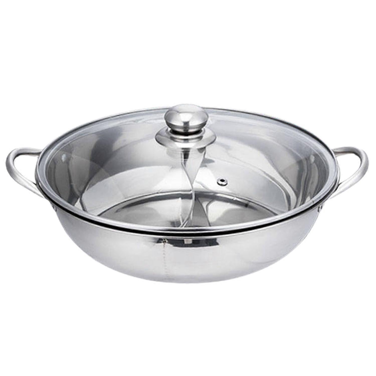 1 Set 30cm Double-Flavoured Pot with Lid Binaural Anti-scalding Stainless Steel Induction Cooker